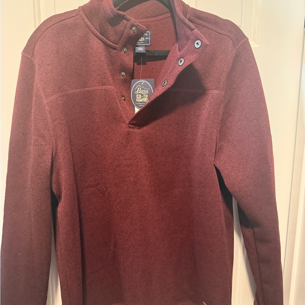 Bass Men's Zip Up Sweater - Burgundy